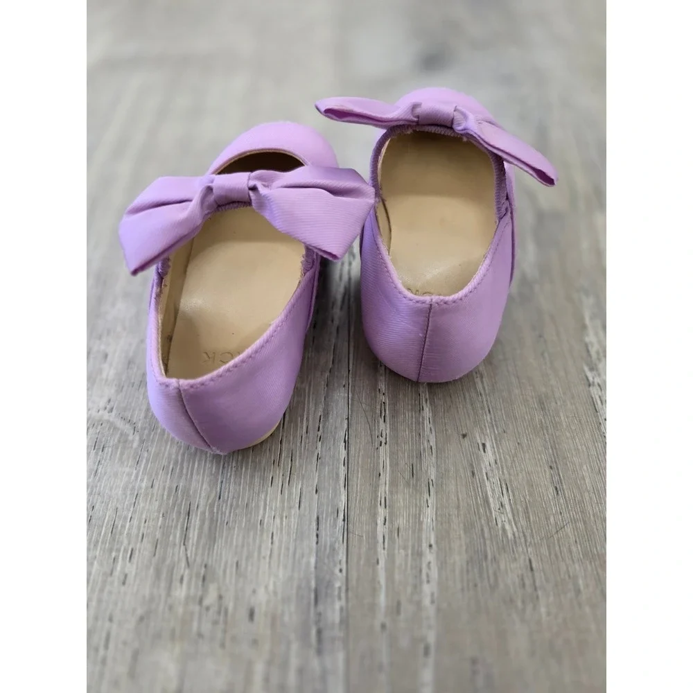 Janie and Jack Girls Lavender Purple Bow Mary Jane Dress Shoes Flats Baby Sz 5us